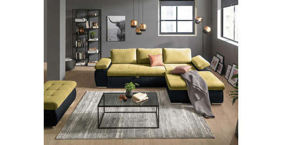 ECKSOFA in Flachgewebe Gelb, Dunkelgrau  - Dunkelgrau/Gelb, Design, Kunststoff/Textil (271/175cm) - Xora