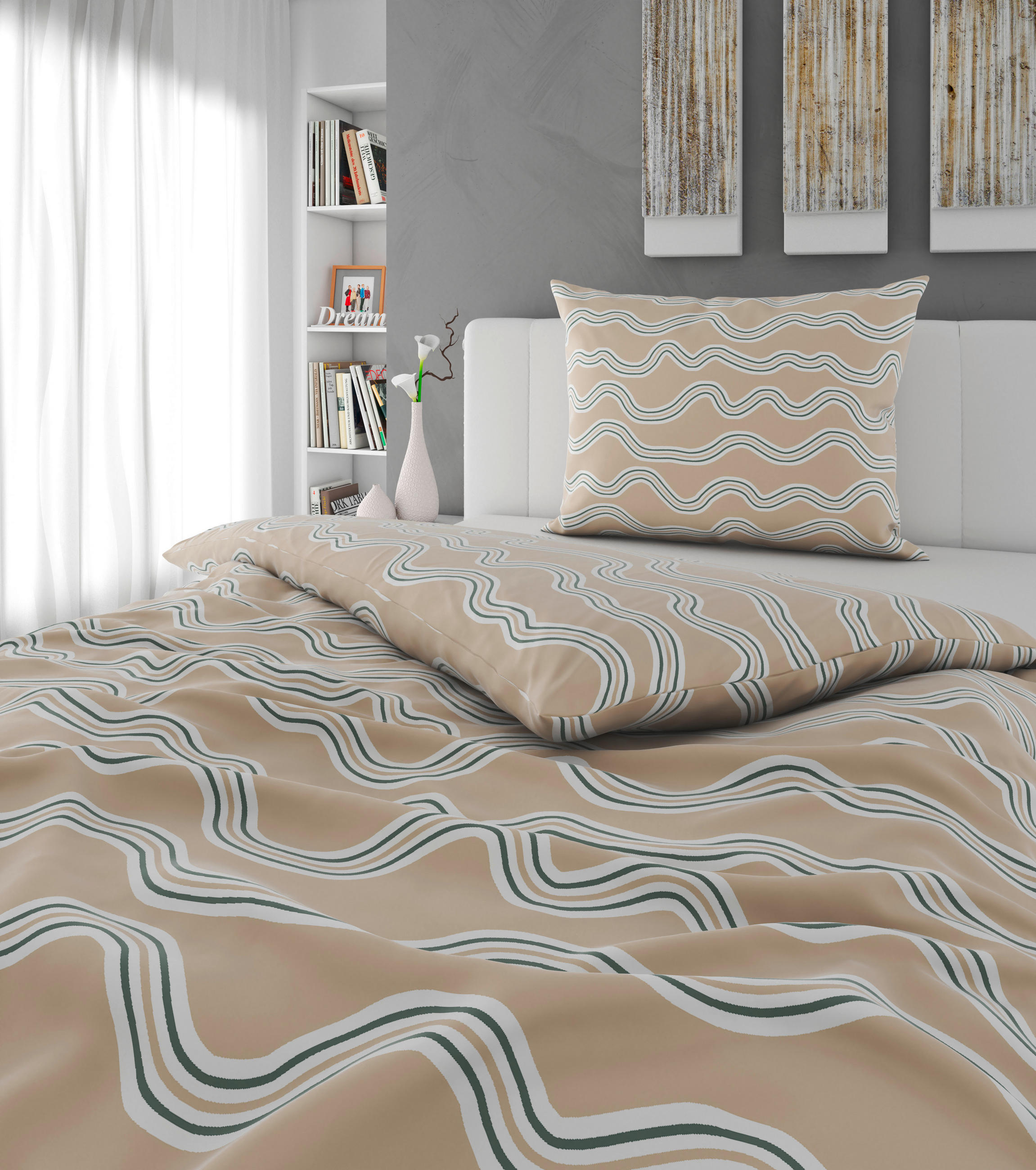 BETTWÄSCHE KALIO Satin 140/200 cm  - Beige, KONVENTIONELL, Textil (140/200cm) - Esposa