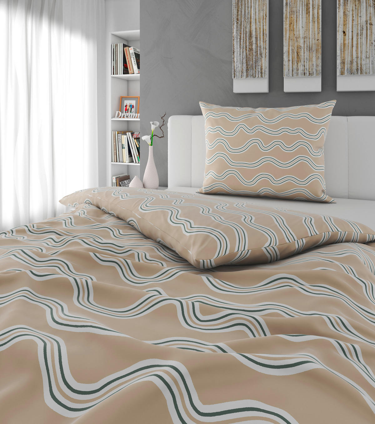 BETTWÄSCHE KALIO Satin 140/200 cm  - Beige, KONVENTIONELL, Textil (140/200cm) - Esposa