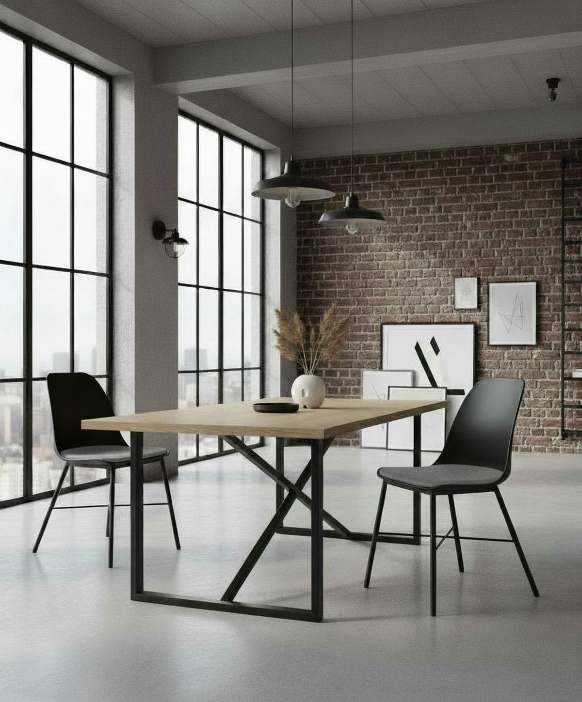 STUHL-SET 2 Stück  in matt  - Schwarz/Grau, MODERN, Kunststoff/Textil (47/83/54cm) - Livetastic