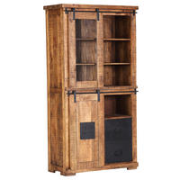 VITRINE in massiv Mangoholz Naturfarben, Schwarz  - Schwarz/Naturfarben, Romantik / Landhaus, Glas/Holz (100/190/45cm) - Landscape