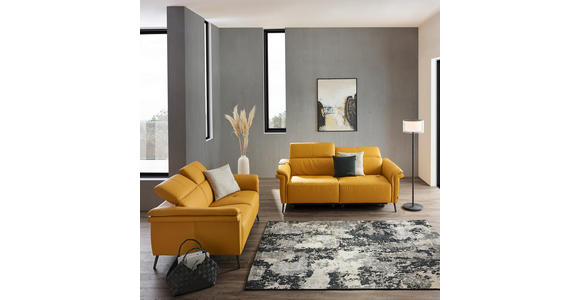 2-SITZER-SOFA in Leder Currygelb - Currygelb/Schwarz, Design, Leder/Metall (162/79/104cm) - Emilio Belluti