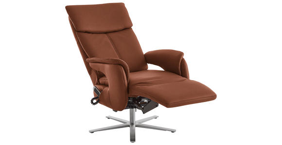 RELAXSESSEL in Leder Cognac - Edelstahlfarben/Cognac, Design, Leder/Metall (70/124/85cm) - Cantus