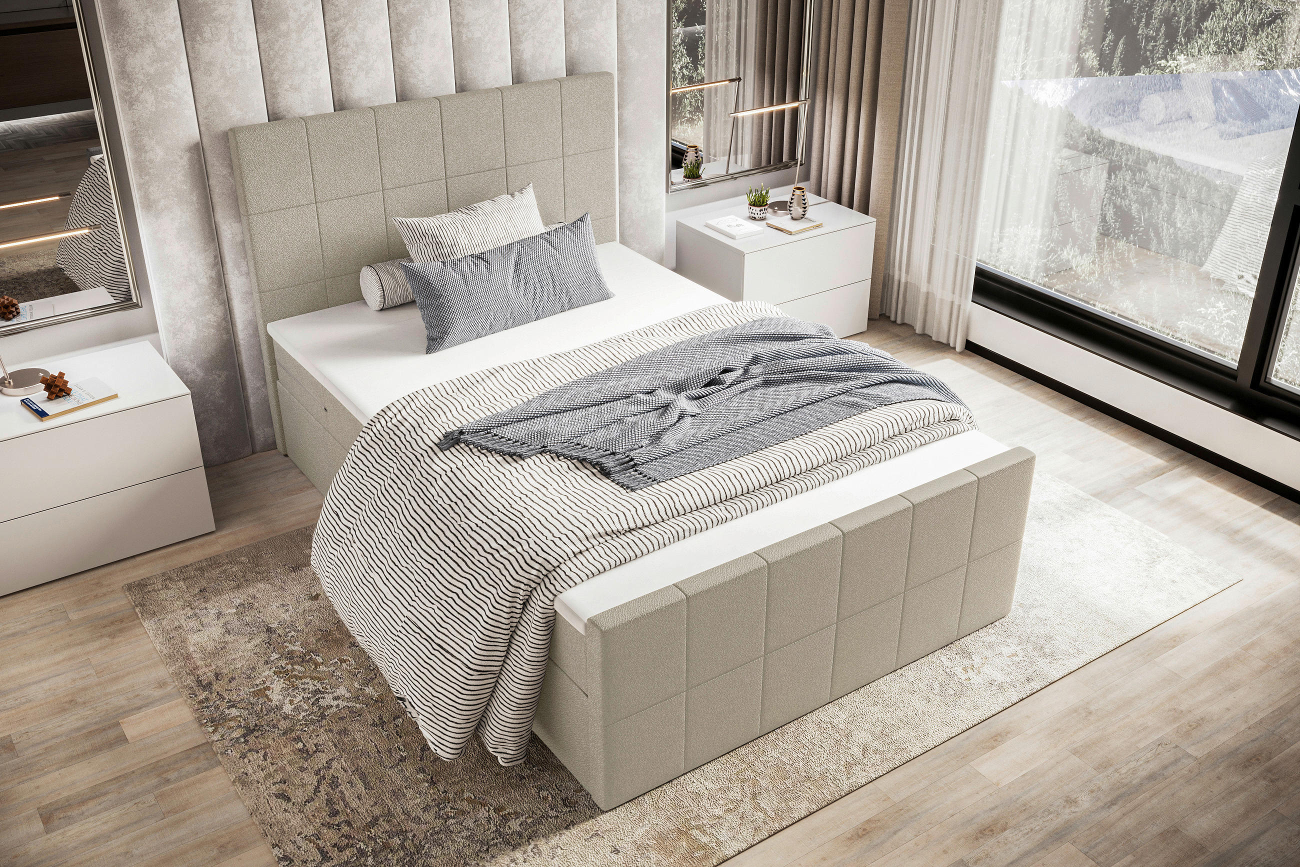 BOXBETT 120/200 cm  in Beige  - Beige, KONVENTIONELL, Kunststoff/Textil (120/200cm) - Boxxx
