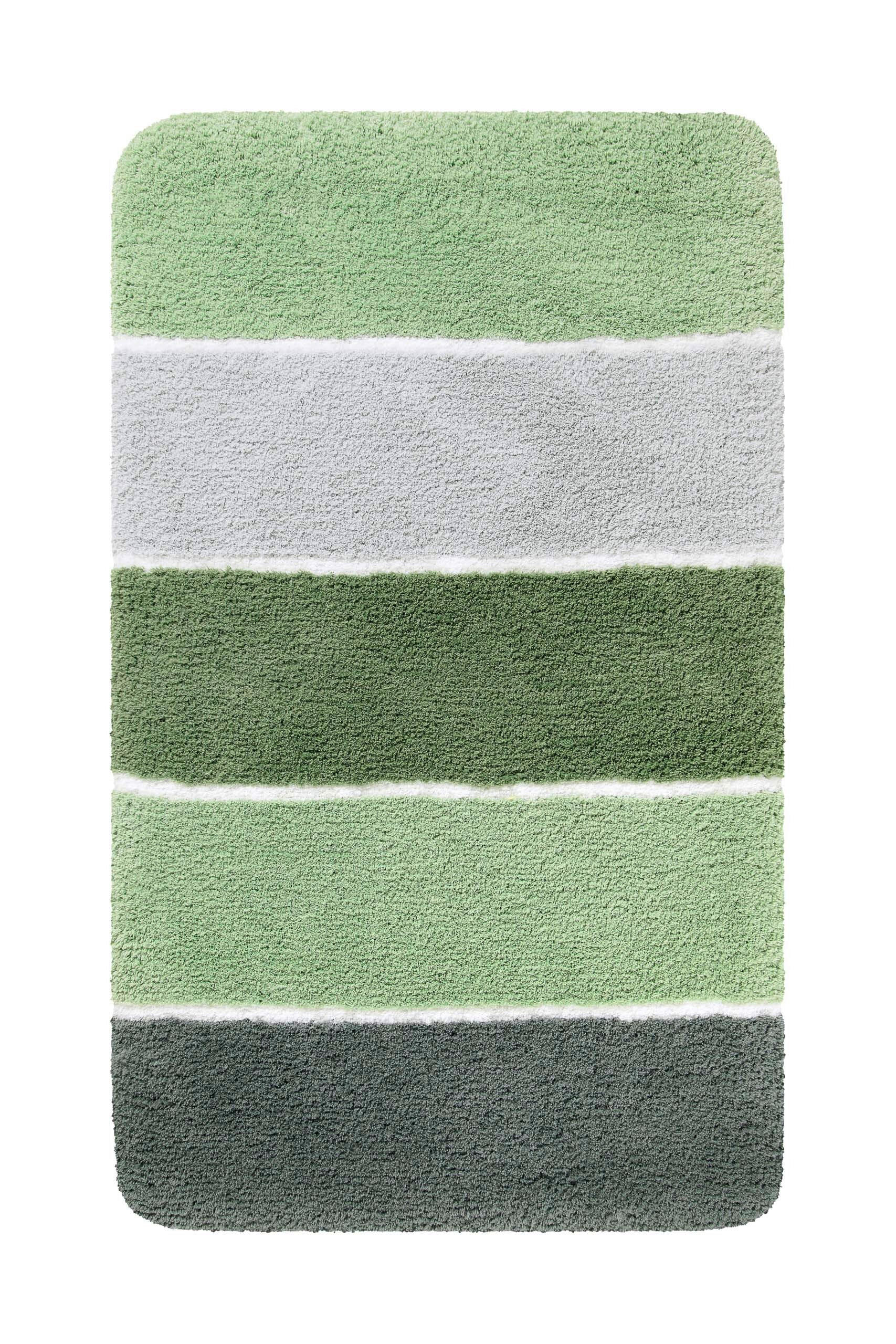 BADTEPPICH Grau, Grün 55/65 cm  - Grau/Grün, Basics, Kunststoff/Textil (55/65cm) - WECON HOME