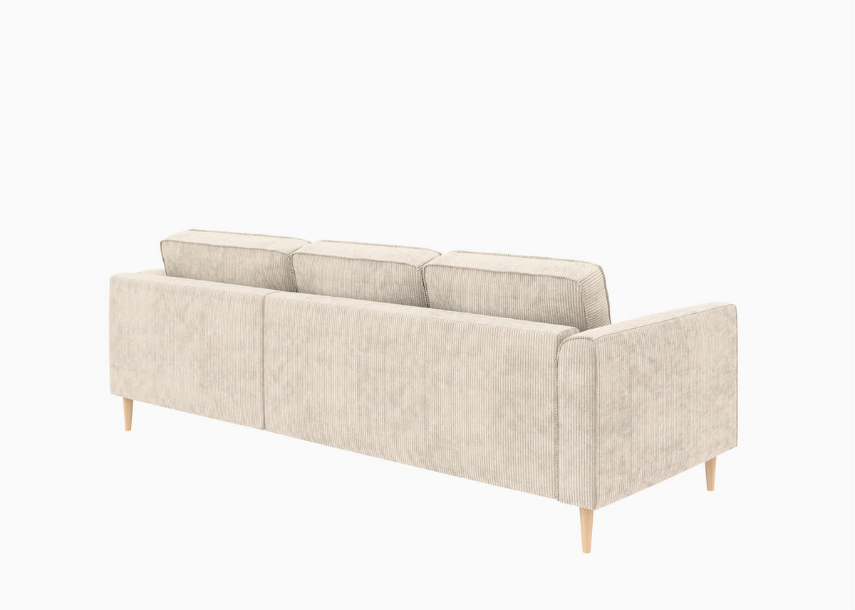 ECKSOFA Creme Cord  - Buchefarben/Creme, MODERN, Holz/Textil (232/161cm) - Trendmanufaktur