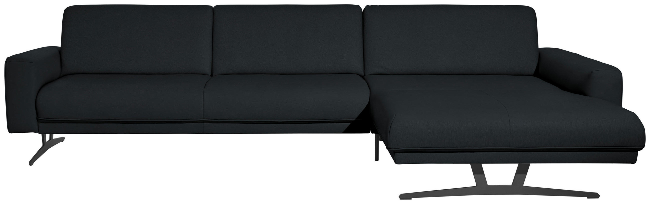 ECKSOFA in Echtleder Anthrazit  - Anthrazit, Konventionell, Leder/Metall (324/179cm) - Johann Jakob