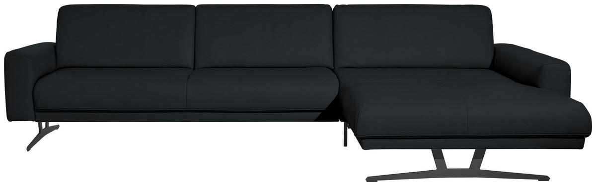 ECKSOFA in Echtleder Anthrazit  - Anthrazit, Konventionell, Leder/Metall (324/179cm) - Johann Jakob