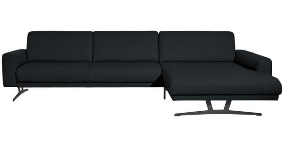 ECKSOFA in Echtleder Anthrazit  - Anthrazit, KONVENTIONELL, Leder/Metall (324/182cm) - Ambiente