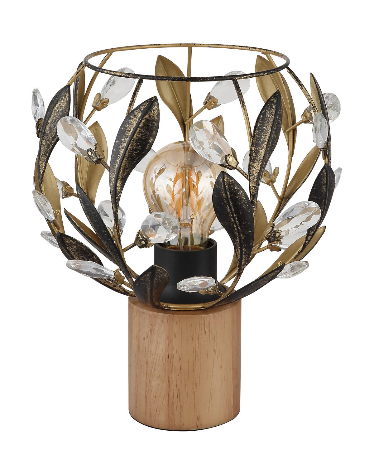TISCHLEUCHTE - Klar/Goldfarben, Basics, Holz/Kunststoff (20/25cm) - Globo