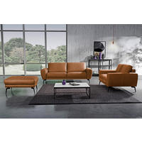 2-SITZER-SOFA Cognac Echtleder  - Cognac/Schwarz, Design, Leder/Metall (177/85/92cm) - Livetastic