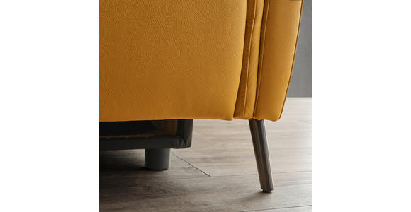 3-SITZER-SOFA Echtleder Currygelb - Currygelb/Schwarz, Design, Leder/Metall (210/79/104cm) - Emilio Belluti