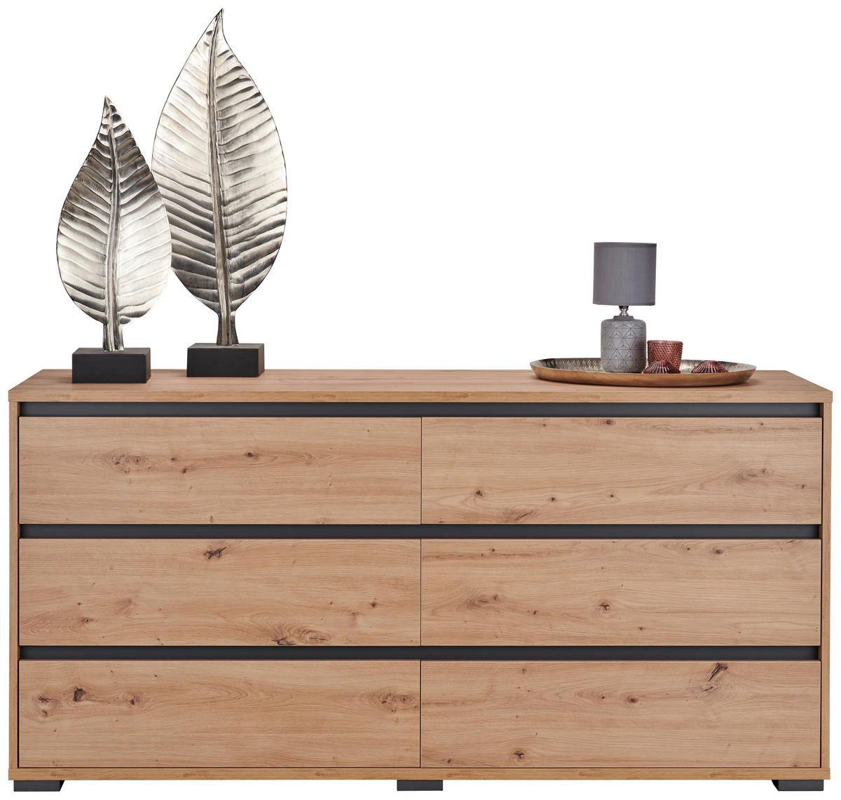 KOMODA   160/79/48 cm   antracit, boje hrasta  - boje hrasta/antracit, Design, drvni materijal/plastika (160/79/48cm) - Carryhome