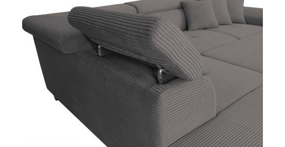 ECKSOFA inkl. Funktionen Dunkelgrau Cord  - Dunkelgrau/Silberfarben, Design, Textil/Metall (226/257cm) - Xora