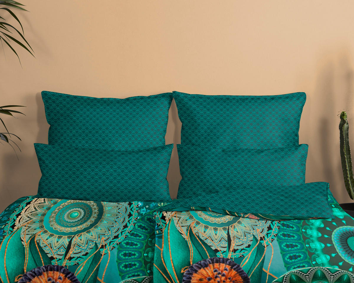BETTWÄSCHE HIP Satin 140/200 cm  - Dunkelgrün/Grün, LIFESTYLE, Textil (140/200cm)