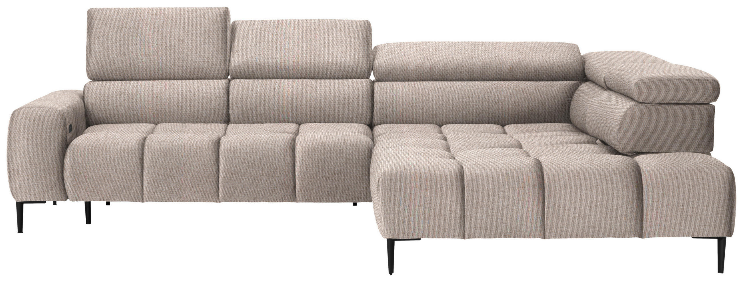 ECKSOFA Beige Webstoff  - Currygelb/Beige, Design, Textil/Metall (300/216cm) - Welnova