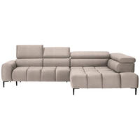 ECKSOFA in Webstoff Beige  - Currygelb/Beige, Design, Textil/Metall (300/216cm) - Welnova