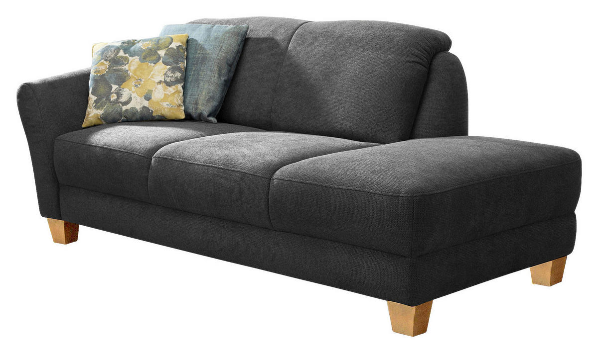 RÉCAMIERE in Flachgewebe Schwarz  - Schwarz/Naturfarben, Konventionell, Holz/Textil (194/84/91cm) - Sit & More