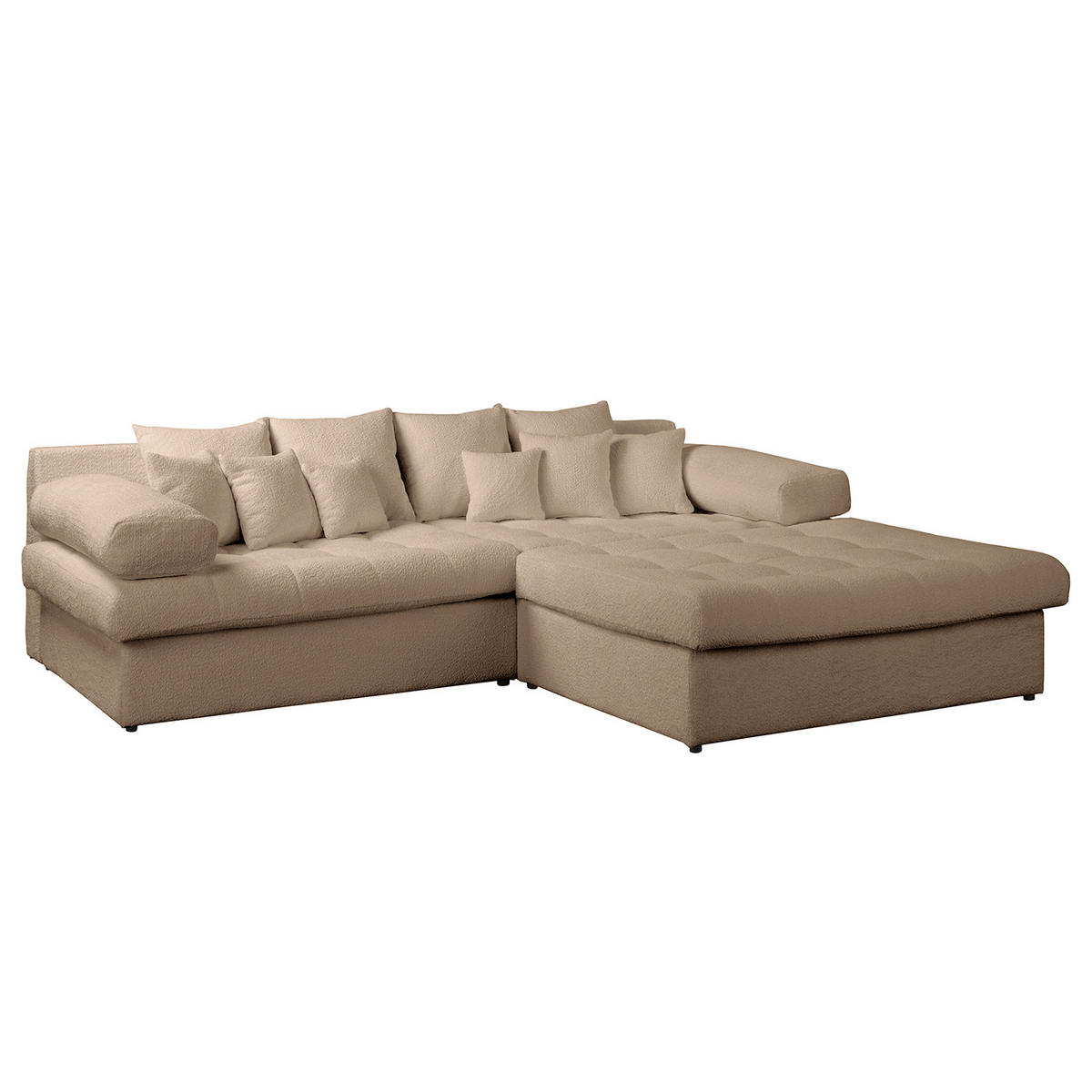 ECKSOFA Naomi in Chenille Hellbraun Rückenkissen  284/243 cm  - Hellbraun/Schwarz, Design, Kunststoff/Textil (284/243cm) - P & B