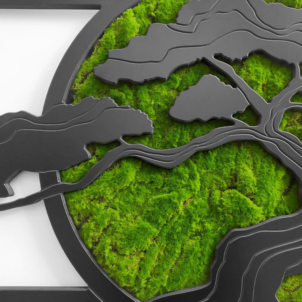 Thumbnail - Moosbild, Schwarz, Dunkelgrün, Holz, Metall, Kunststoff, rechteckig, 100x50 cm, Fsc, Made in EU, 3D-Effekt, Bilder und Z...