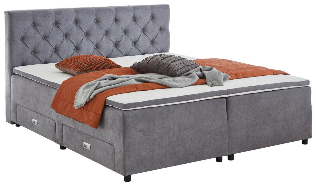 BOXBETT 180/200 cm  in Grau  - Grau, MODERN, Kunststoff/Textil (180/200cm) - MID.YOU