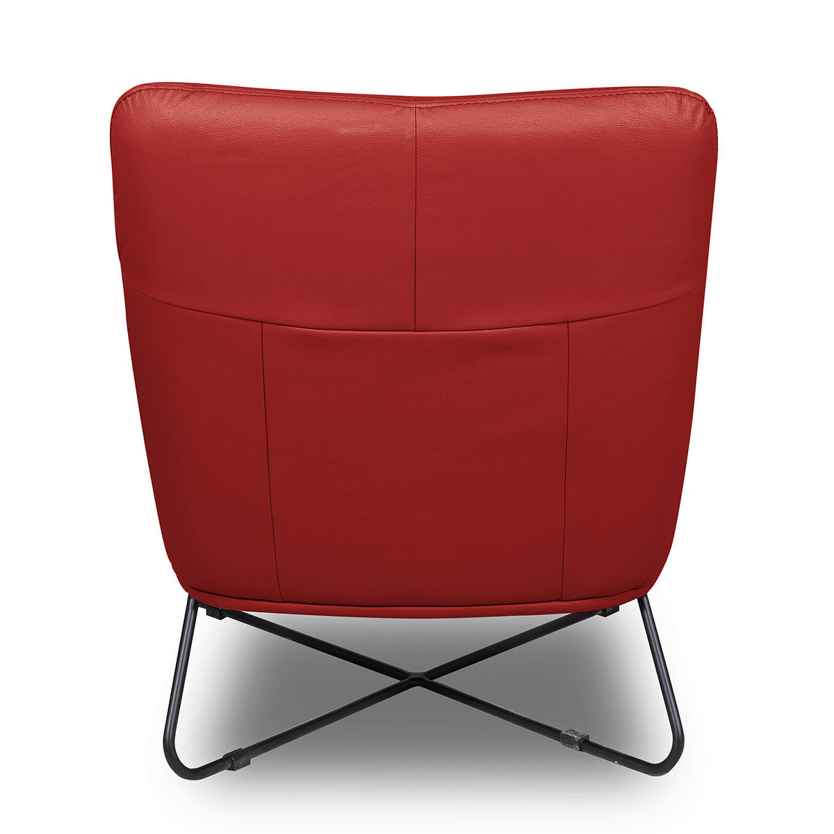 SESSEL in Echtleder Rot  - Rot/Schwarz, Design, Leder/Metall (67/87/74cm) - Livetastic