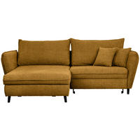 ECKSOFA in Struktur Senfgelb  - Senfgelb/Schwarz, MODERN, Holz/Textil (245/161cm) - Stylife