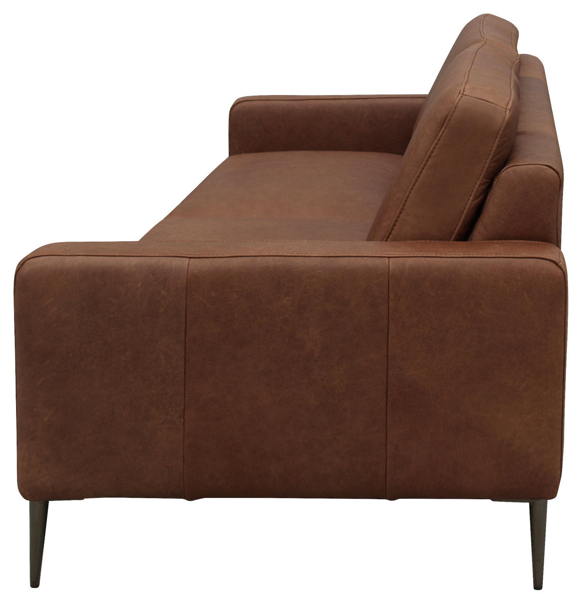 2-SITZER-SOFA in Echtleder Dunkelbraun  - Dunkelbraun/Schwarzchrom, Design, Leder/Metall (157/85/92cm) - Livetastic