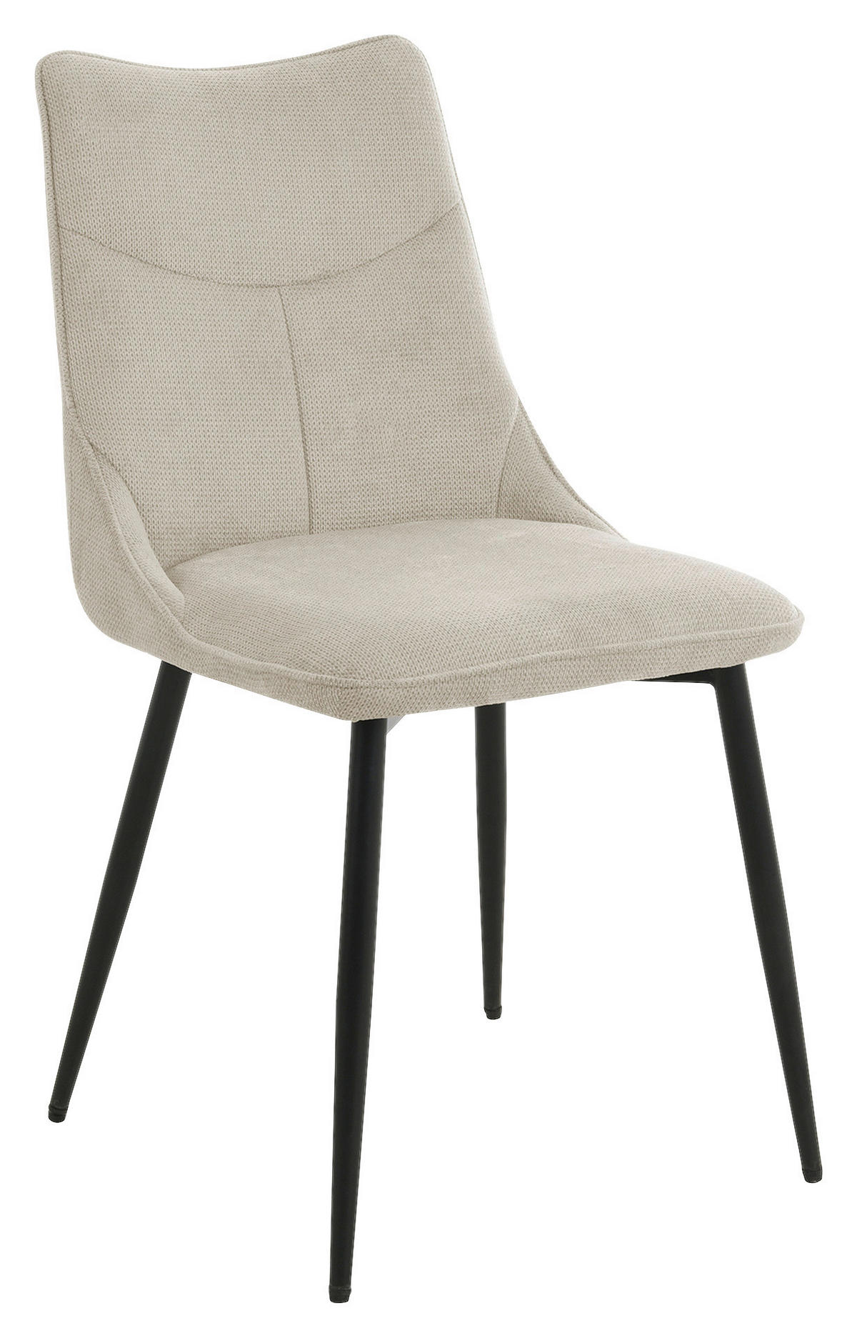 STUHL-SET 2 Stück  in Stahl Webstoff Metall, Textil  - Taupe/Schwarz, Design, Textil/Metall (59/88/47cm) - MID.YOU