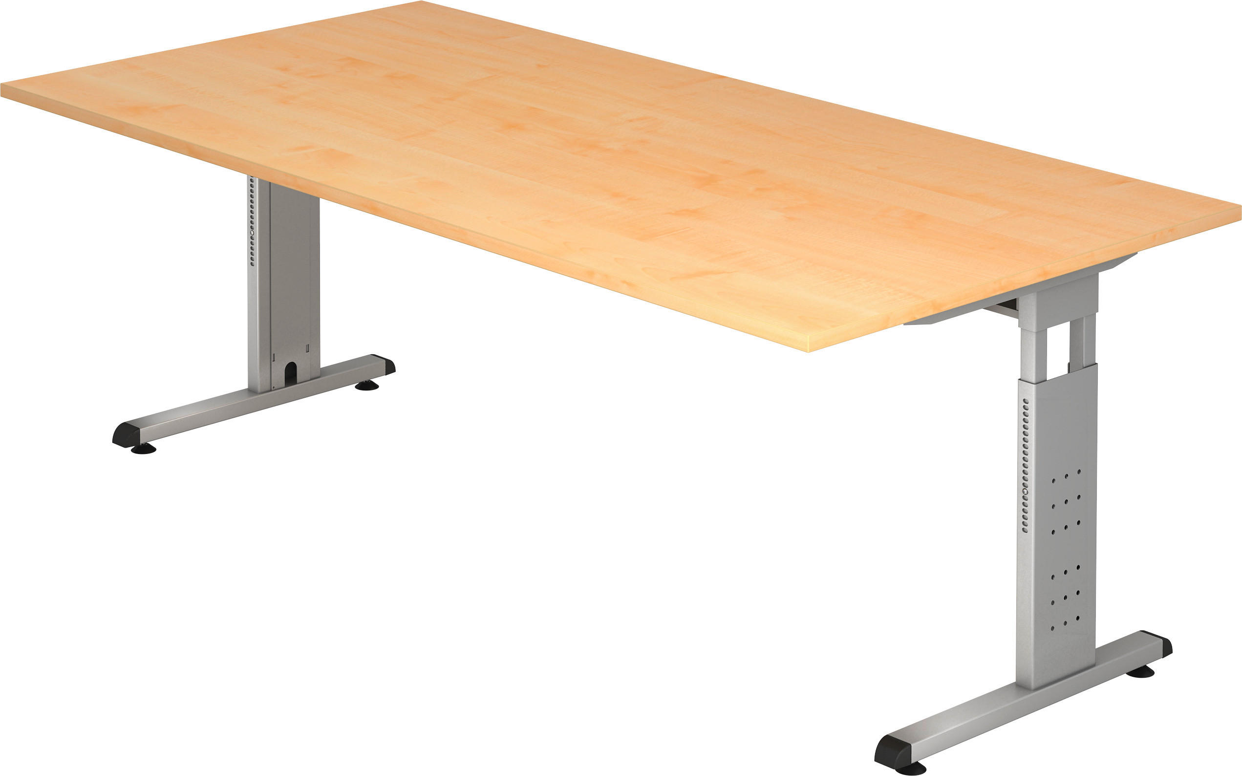 SCHREIBTISCH 200/100/65-85 cm Silberfarben, Ahornfarben  - Silberfarben/Ahornfarben, KONVENTIONELL, Holzwerkstoff (200/100/65-85cm) - Venda