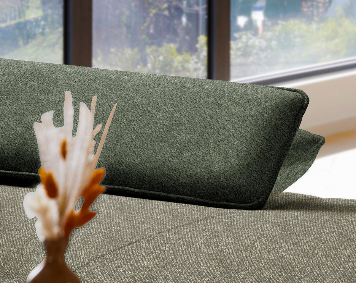 ECKSOFA in Flachgewebe Dunkelgrün  - Dunkelgrün/Schwarz, Design, Textil/Metall (301/191cm) - Moderano