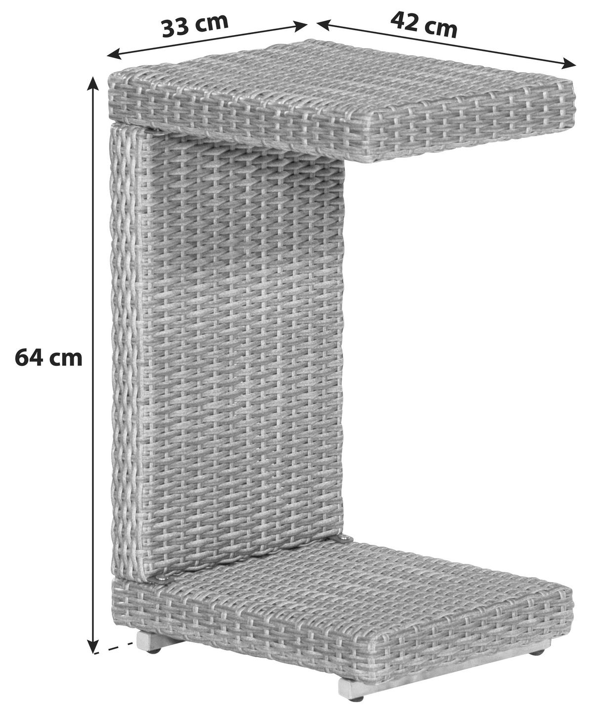 GARTENBEISTELLTISCH  - Grau, ROMANTIK / LANDHAUS, Kunststoff/Metall (33/64/42cm) - Gardenson