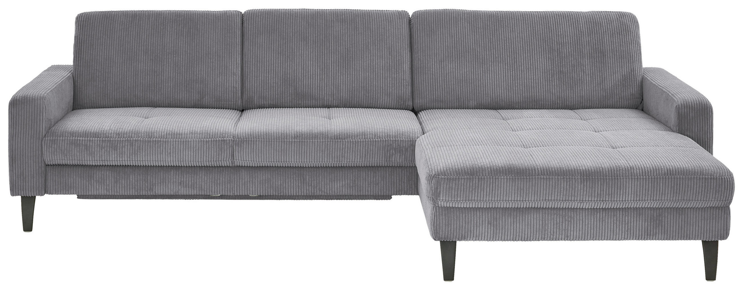 ECKSOFA in Cord Anthrazit  - Anthrazit/Schwarz, Modern, Textil/Metall (302/177cm) - Beldomo Style