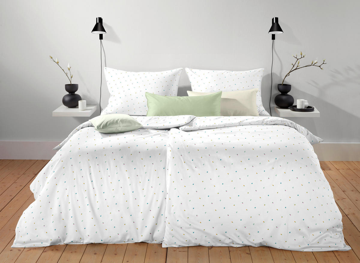 BETTWÄSCHE Makosatin 140/200 cm  - Pastellblau/Hellrosa, Basics, Textil (140/200cm) - Fleuresse