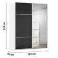 SCHWEBETÜRENSCHRANK  in Schwarz, Weiß  - Schwarz/Weiß, KONVENTIONELL, Glas/Holzwerkstoff (181/223/68cm) - Novel