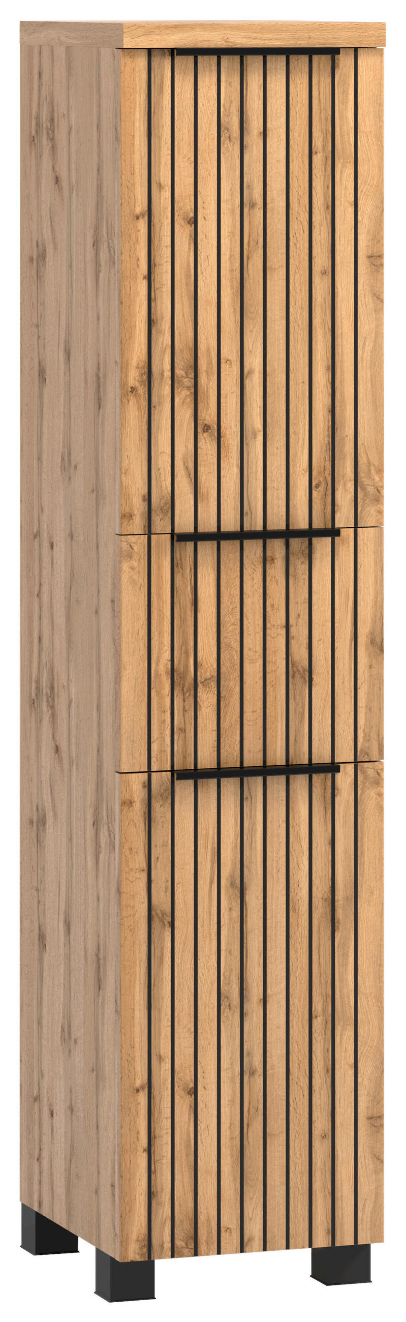 MIDISCHRANK 30/130/35 cm  - Eiche Wotan/Schwarz, MODERN, Holzwerkstoff/Kunststoff (30/130/35cm) - Held