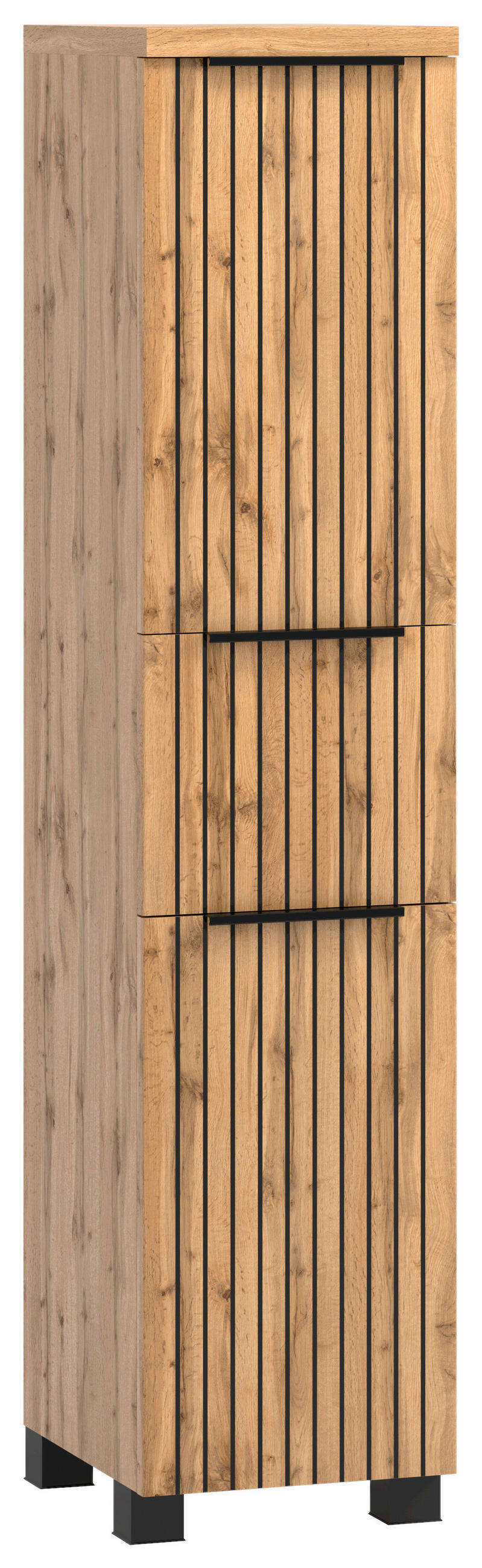 MIDISCHRANK 30/130/35 cm  - Eiche Wotan/Schwarz, MODERN, Holzwerkstoff/Kunststoff (30/130/35cm) - Held