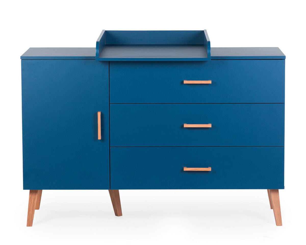 WICKELKOMMODE Bold Blue 2023 Naturfarben, Dunkelblau  - Dunkelblau/Naturfarben, Design, Holz/Holzwerkstoff (137/77/98cm) - Childhome