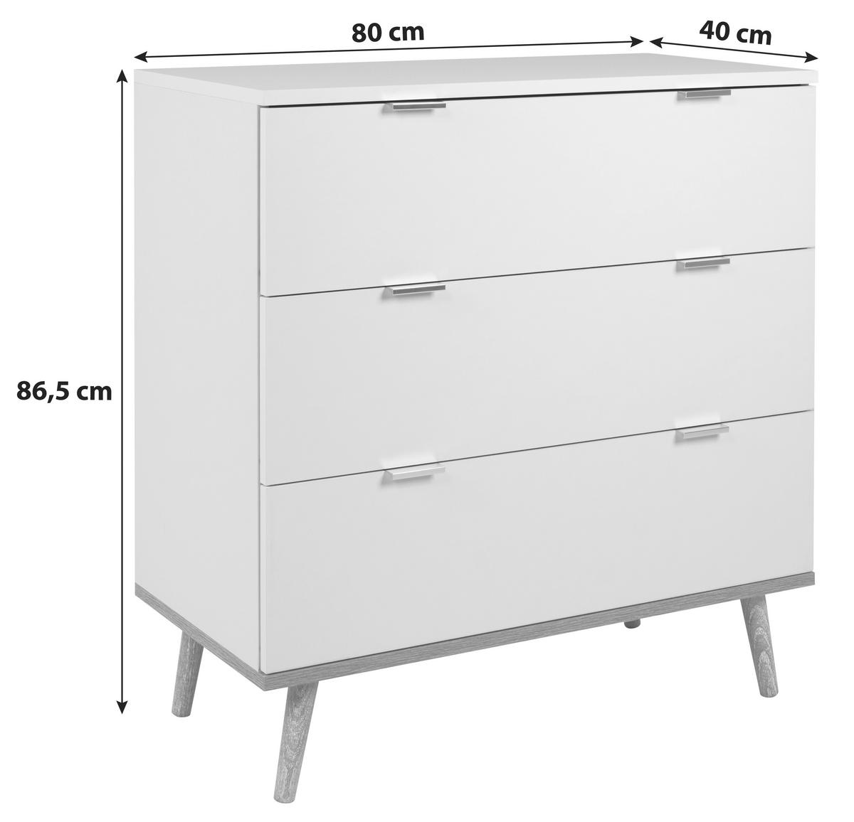 KOMMODE  in 80/86,5/40 cm  - Silberfarben/Weiß, KONVENTIONELL, Holz/Holzwerkstoff (80/86,5/40cm) - MID.YOU