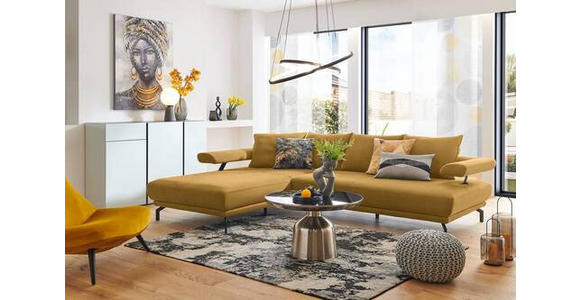 ECKSOFA in Mikrofaser Gelb 224/305 cm - Gelb/Schwarz, Design, Textil/Metall (224/305cm) - Dieter Knoll