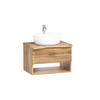 WASCHTISCHKOMBI 61 cm  - Eiche Wotan/Weiß, Natur, Keramik/Holzwerkstoff (61cm) - Xora