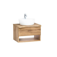 WASCHTISCHKOMBI 61 cm  - Eiche Wotan/Weiß, Natur, Keramik/Holzwerkstoff (61cm) - Xora