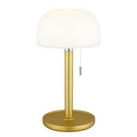 AKKU-TISCHLEUCHTE NORMAN 15/28 cm  - Messingfarben/Opal, KONVENTIONELL, Holz/Kunststoff (15/28cm) - Globo