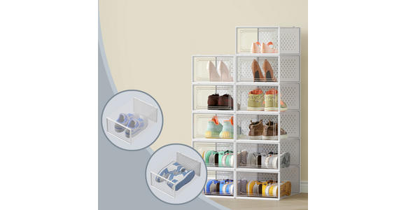 SCHUHBOX - Transparent/Weiß, Trend, Kunststoff (33,3/14,3/23,1cm) - Boxxx