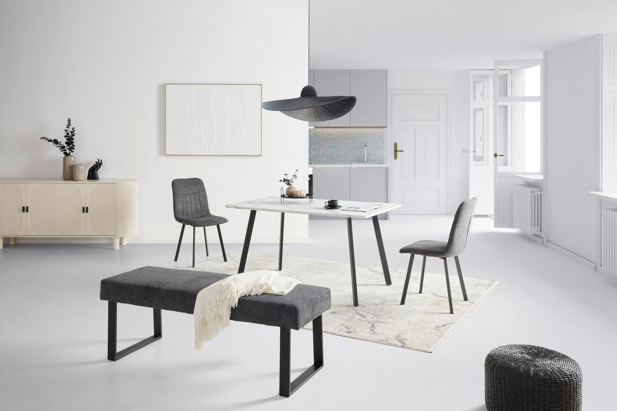 SITZBANK in Metall, Textil Dunkelgrau  - Dunkelgrau/Schwarz, KONVENTIONELL, Textil/Metall (140/49/47cm) - MID.YOU