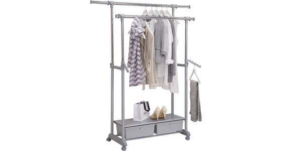 KLEIDERWAGEN in Grau, Chromfarben 92-143/116-176/44 cm   - Chromfarben/Grau, Design, Kunststoff/Metall (92-143/116-176/44cm) - Carryhome