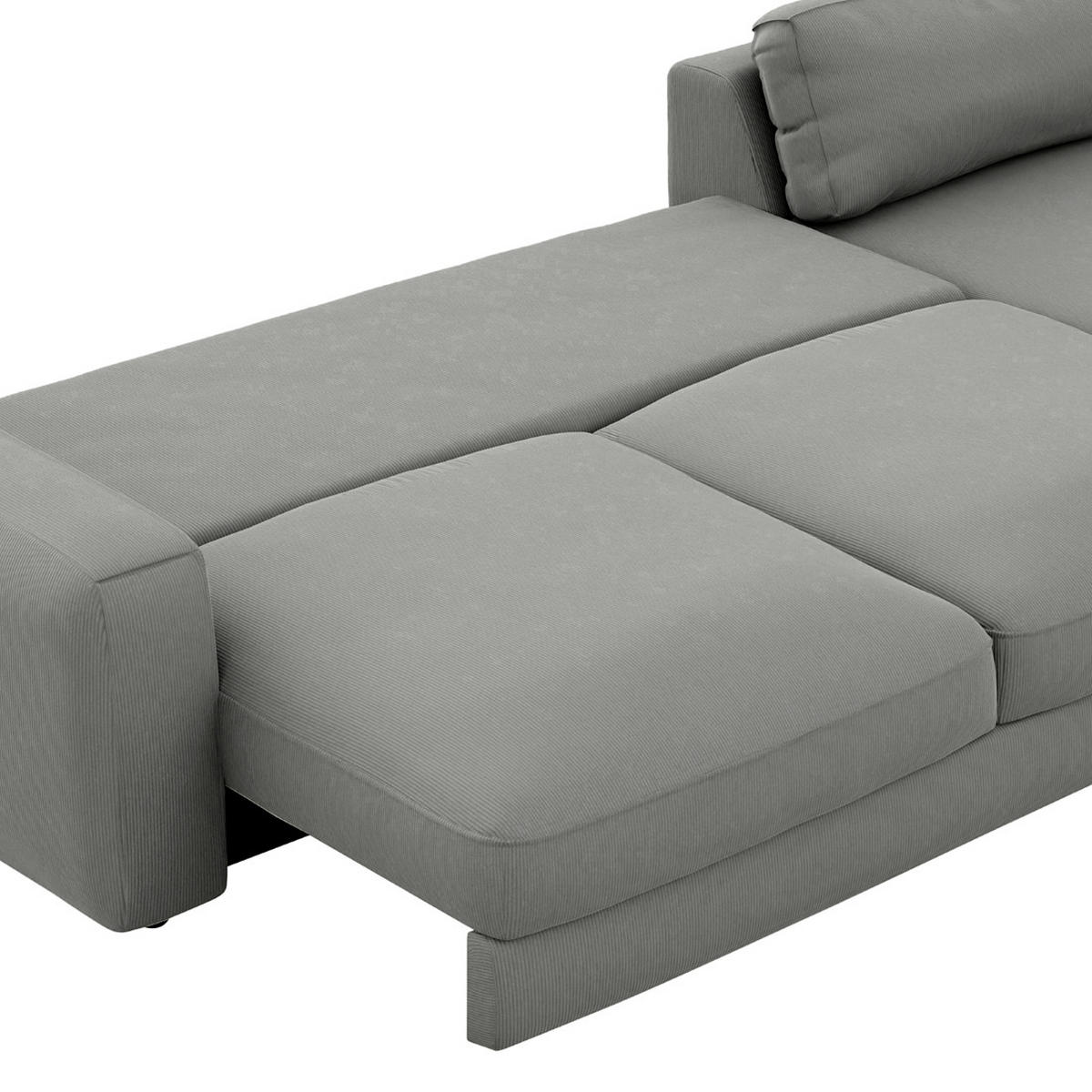 ECKSOFA in Cord Dunkelgrau  - Dunkelgrau/Schwarz, Modern, Textil (303/84/176cm) - Trendmanufaktur