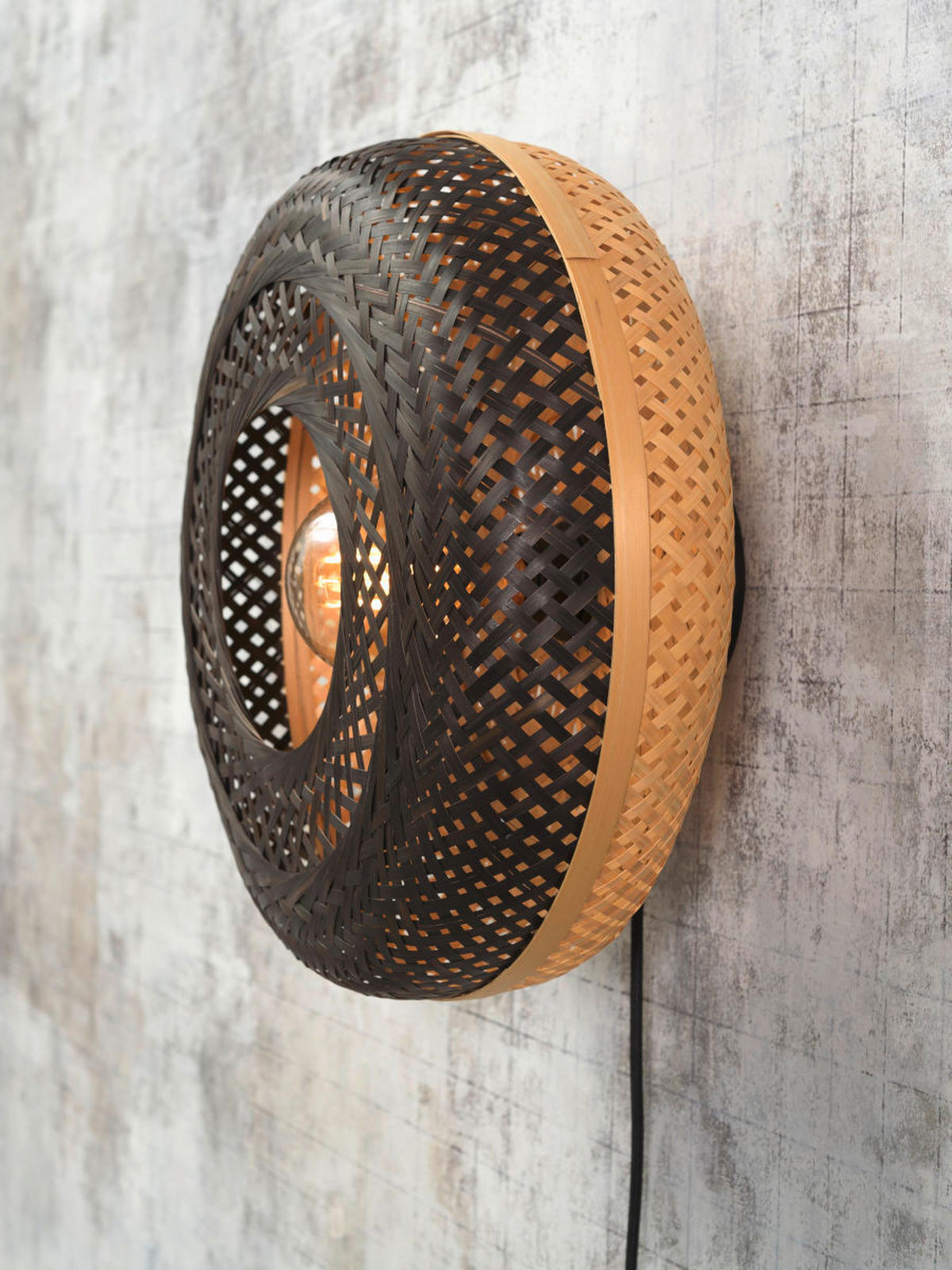 WANDLEUCHTE - Schwarz, Trend, Holz (15/40/40cm) - Good & Mojo