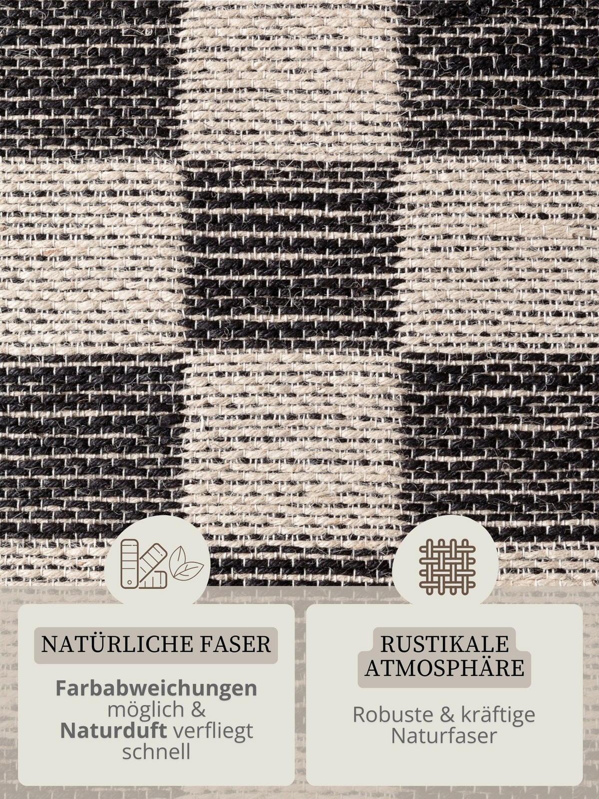 JUTETEPPICH 80/200 cm Handloom 1.0 Creme, Schwarz  - Creme/Schwarz, Basics, Textil (80/200cm) - Hanse Home