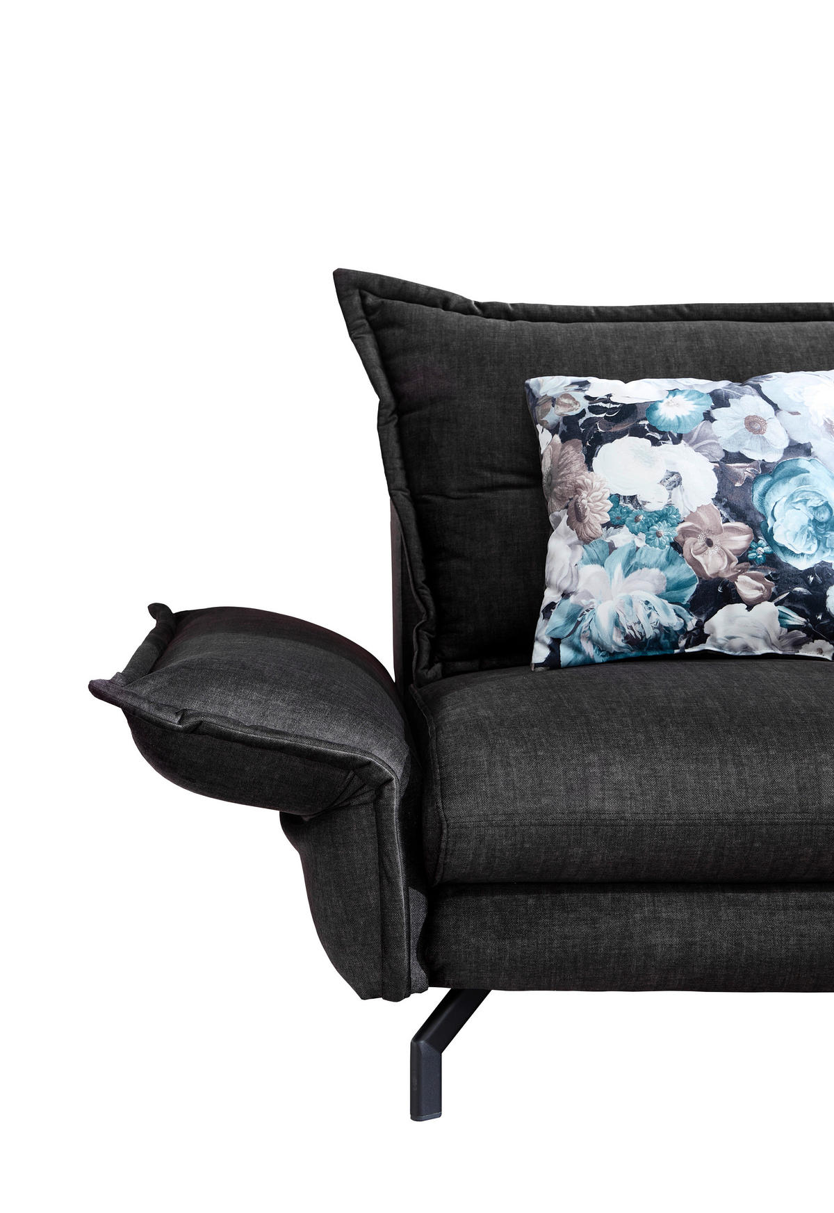 ECKSOFA in Velours Anthrazit  - Türkis/Anthrazit, Modern, Textil/Metall (255/180cm) - Livetastic